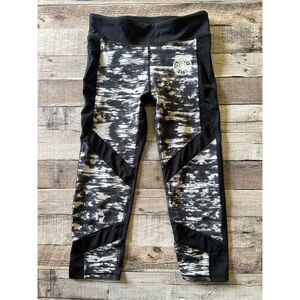 Soul Cycle Cropped Cycling Spin Workout Black Space Dye Leggings | Size M